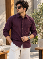 Solid Purple Cotton Shirt