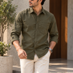 Solid Green Cotton Shirt
