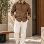 Solid Brown Cotton Shirt