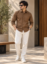 Solid Brown Cotton Shirt