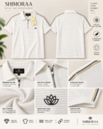 Textured Knit Zipper Polo T-Shirt - Image 2