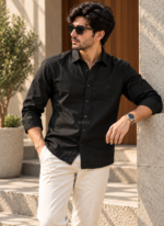 Black Linen Shirt - Image 2