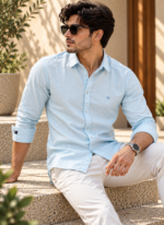 Sky Blue Linen Shirt - Image 2