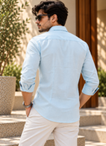 Sky Blue Linen Shirt - Image 3