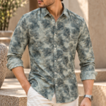 Botanical Print Gray Shirt