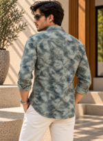 Botanical Print Gray Shirt - Image 3