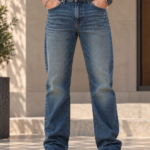 Blue Green Washed Straight Fit Jeans