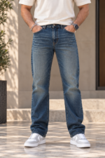 Blue Green Washed Straight Fit Jeans