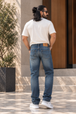 Blue Green Washed Straight Fit Jeans - Image 3