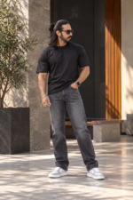 Dark Gray Straight Fit Jeans - Image 2