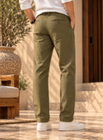 Olive Green Linen Cotton Pant - Image 3