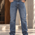 Dark Blue Washed Straight Fit Jeans